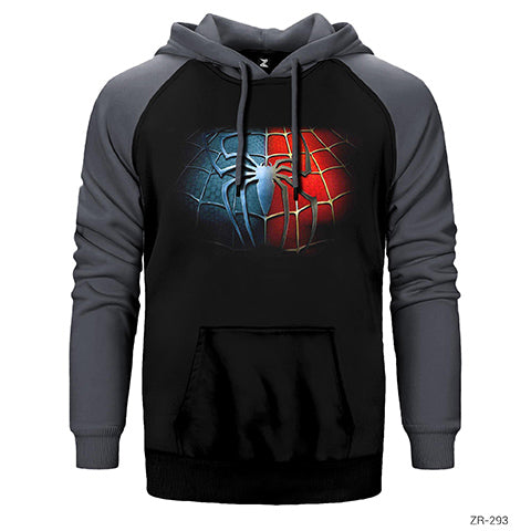Spiderman Black Red Çift Renk Reglan Kol Sweatshirt / Hoodie
