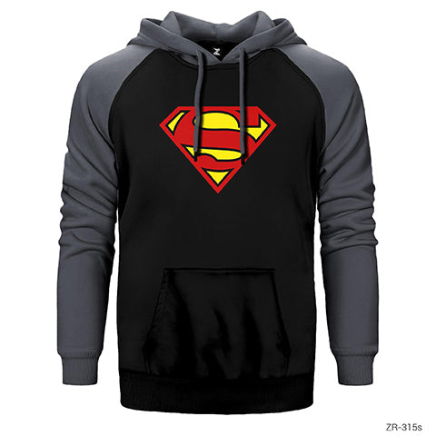 Superman Klasik Çift Renk Reglan Kol Sweatshirt / Hoodie