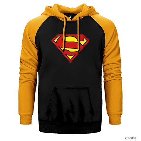 Superman Klasik Çift Renk Reglan Kol Sweatshirt / Hoodie