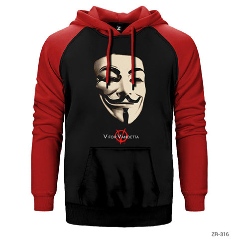 V For Vendetta Maske Çift Renk Reglan Kol Sweatshirt / Hoodie
