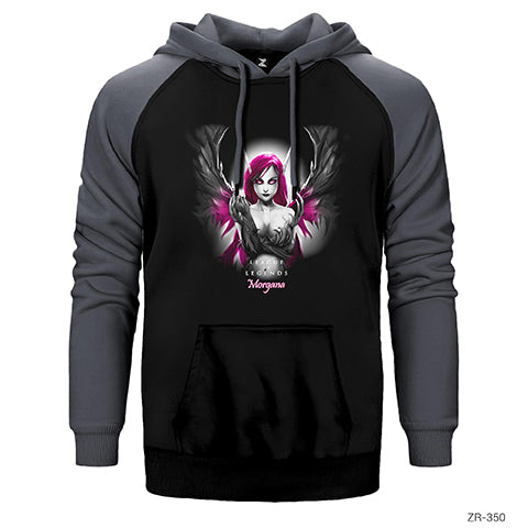 League of Legends Morgana Çift Renk Reglan Kol Sweatshirt / Hoodie