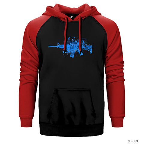 Blue Machine Gun Çift Renk Reglan Kol Sweatshirt / Hoodie