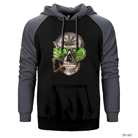 Kuru Kafa Marijuana Çift Renk Reglan Kol Sweatshirt / Hoodie
