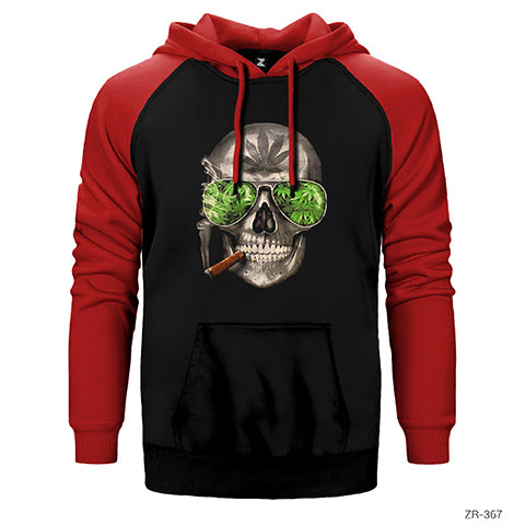 Kuru Kafa Marijuana Çift Renk Reglan Kol Sweatshirt / Hoodie