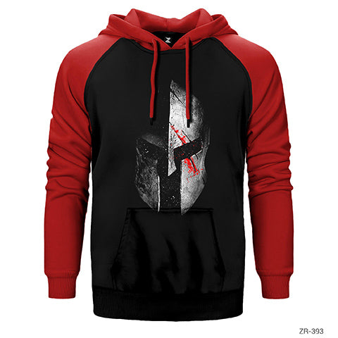 Spartan Helmet Gri Çift Renk Reglan Kol Sweatshirt / Hoodie