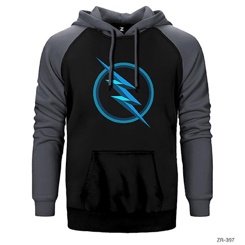 Flash Logo Blue Çift Renk Reglan Kol Sweatshirt / Hoodie