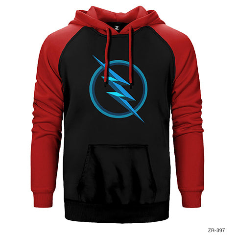 Flash Logo Blue Çift Renk Reglan Kol Sweatshirt / Hoodie