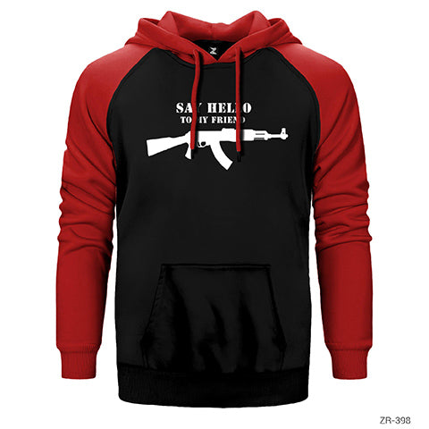 Say Hello My Friend AK 47 Çift Renk Reglan Kol Sweatshirt / Hoodie