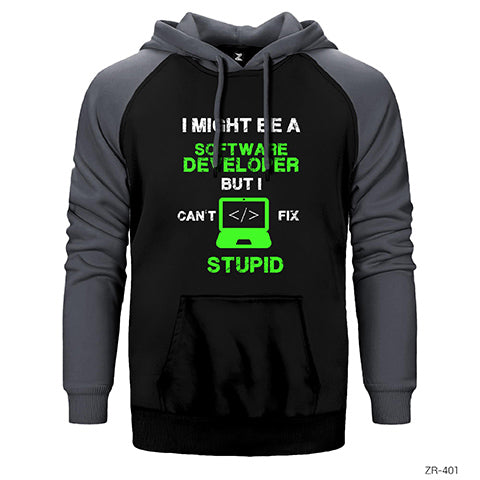 I Might Be A Software Developer Çift Renk Reglan Kol Sweatshirt / Hoodie