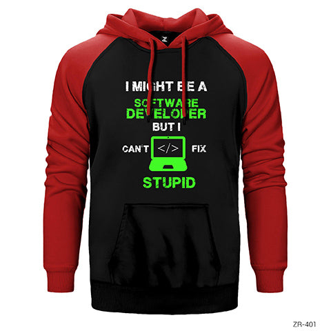 I Might Be A Software Developer Çift Renk Reglan Kol Sweatshirt / Hoodie