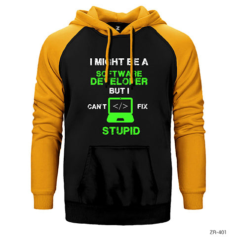 I Might Be A Software Developer Çift Renk Reglan Kol Sweatshirt / Hoodie