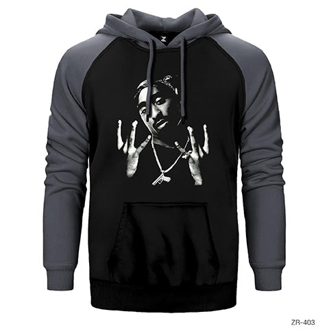 Tupac Shakur West Side Çift Renk Reglan Kol Sweatshirt / Hoodie