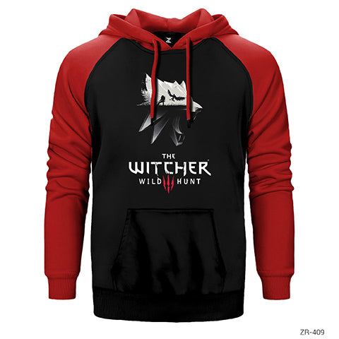 The Witcher 3 Wolf Silhouette Çift Renk Reglan Kol Sweatshirt / Hoodie