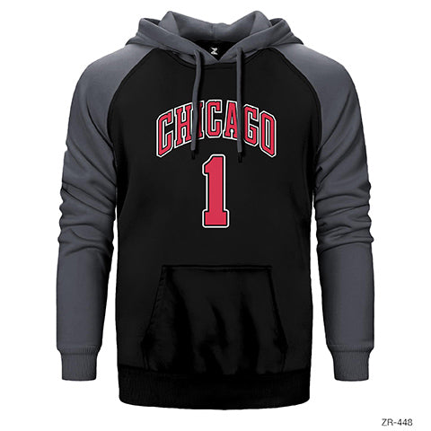 Chicago Derrick Rose Çift Renk Reglan Kol Sweatshirt / Hoodie