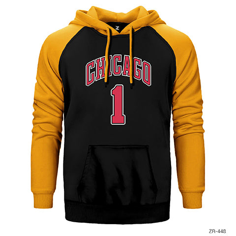 Chicago Derrick Rose Çift Renk Reglan Kol Sweatshirt / Hoodie