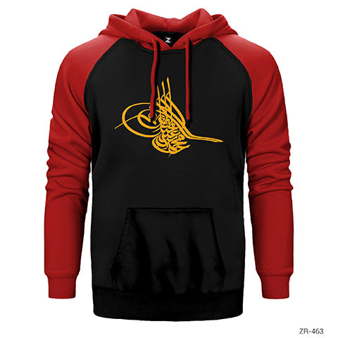 Tuğra Arma Çift Renk Reglan Kol Sweatshirt / Hoodie
