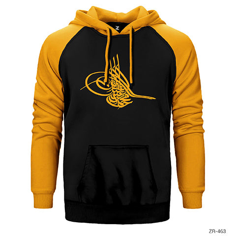 Tuğra Arma Çift Renk Reglan Kol Sweatshirt / Hoodie