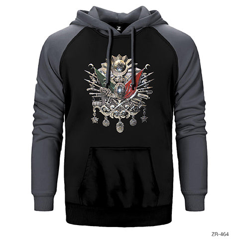 Osmanlı Arma Çift Renk Reglan Kol Sweatshirt / Hoodie