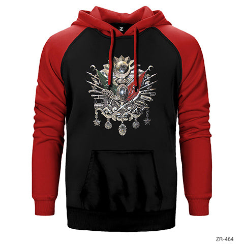 Osmanlı Arma Çift Renk Reglan Kol Sweatshirt / Hoodie