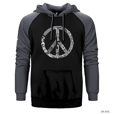 Music Love Peace Çift Renk Reglan Kol Sweatshirt / Hoodie