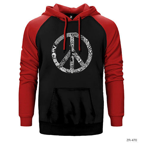 Music Love Peace Çift Renk Reglan Kol Sweatshirt / Hoodie