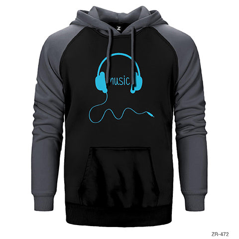 Music is Life 2 Çift Renk Reglan Kol Sweatshirt / Hoodie