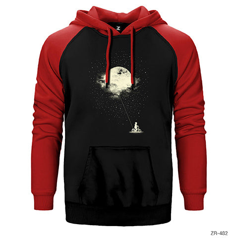 Biker Boy and Moon Çift Renk Reglan Kol Sweatshirt / Hoodie