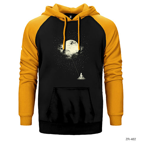 Biker Boy and Moon Çift Renk Reglan Kol Sweatshirt / Hoodie