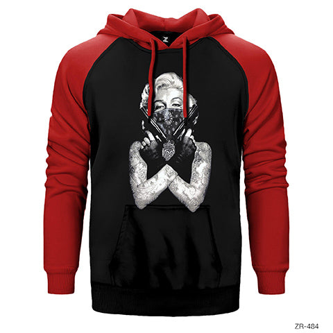 Marilyn Monroe Gangsta Çift Renk Reglan Kol Sweatshirt / Hoodie