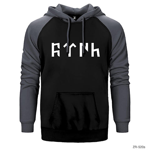 Türk Yazılı Çift Renk Reglan Kol Sweatshirt / Hoodie