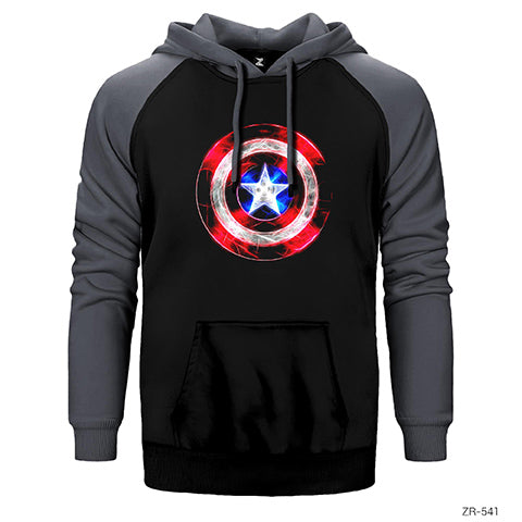 Captain America Sheild Neon Çift Renk Reglan Kol Sweatshirt / Hoodie