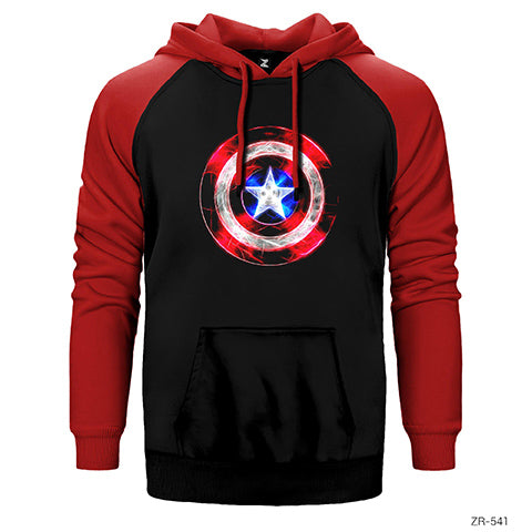 Captain America Sheild Neon Çift Renk Reglan Kol Sweatshirt / Hoodie