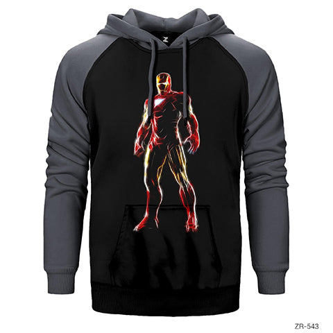 Iron Man Neon Çift Renk Reglan Kol Sweatshirt / Hoodie