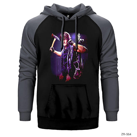 The Walking Dead Daryl with Axe Çift Renk Reglan Kol Sweatshirt / Hoodie