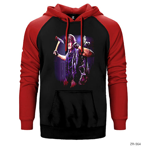 The Walking Dead Daryl with Axe Çift Renk Reglan Kol Sweatshirt / Hoodie