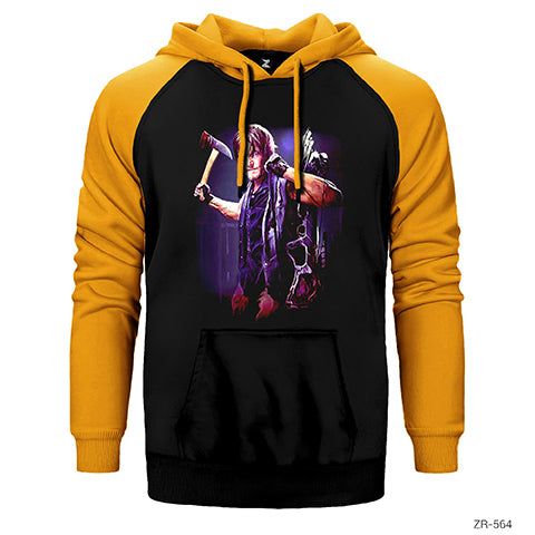 The Walking Dead Daryl with Axe Çift Renk Reglan Kol Sweatshirt / Hoodie