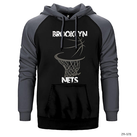 Brooklyn Nets Basket Çift Renk Reglan Kol Sweatshirt / Hoodie