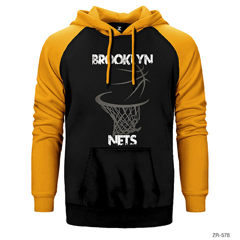 Brooklyn Nets Basket Çift Renk Reglan Kol Sweatshirt / Hoodie