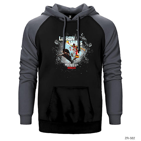 Lebron James Splatter Çift Renk Reglan Kol Sweatshirt / Hoodie