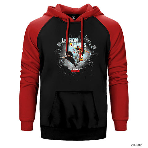 Lebron James Splatter Çift Renk Reglan Kol Sweatshirt / Hoodie