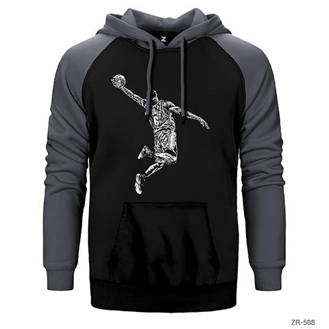 Lebron James Slum Dunk Çift Renk Reglan Kol Sweatshirt / Hoodie