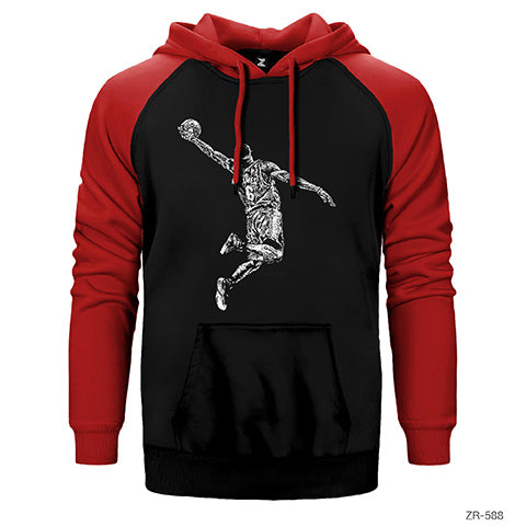 Lebron James Slum Dunk Çift Renk Reglan Kol Sweatshirt / Hoodie