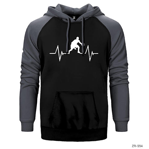 Basketball Heartbeat Çift Renk Reglan Kol Sweatshirt / Hoodie