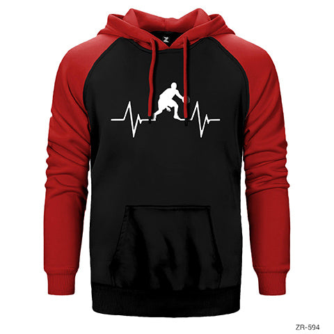 Basketball Heartbeat Çift Renk Reglan Kol Sweatshirt / Hoodie