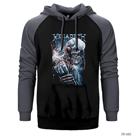 Megadeth Skull Bomb Çift Renk Reglan Kol Sweatshirt / Hoodie