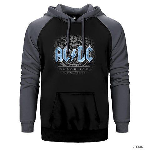 AC DC Black Ice Blue Çift Renk Reglan Kol Sweatshirt / Hoodie