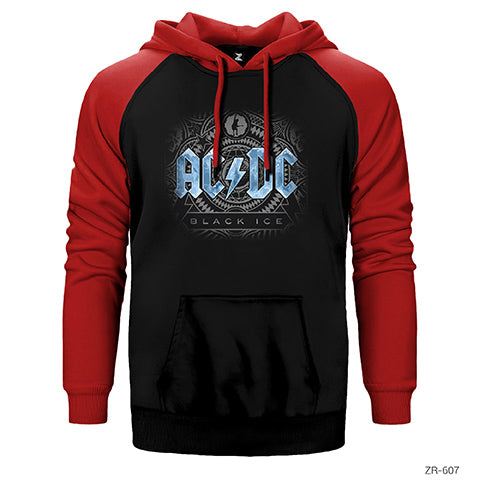 AC DC Black Ice Blue Çift Renk Reglan Kol Sweatshirt / Hoodie