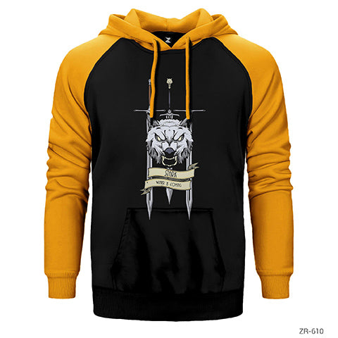 Game of Thrones Wolf and Sword Çift Renk Reglan Kol Sweatshirt / Hoodie