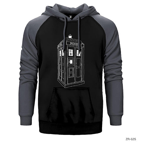 Doctor Who Tardis BW Çift Renk Reglan Kol Sweatshirt / Hoodie