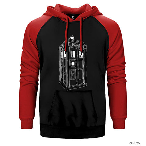 Doctor Who Tardis BW Çift Renk Reglan Kol Sweatshirt / Hoodie